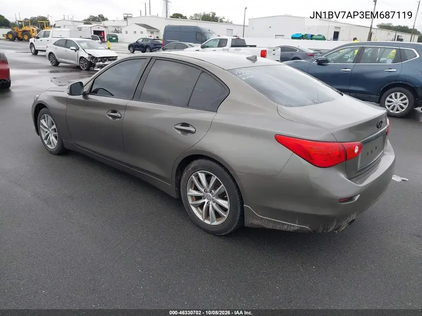 2014 INFINITI Q50 VIN JN1BV7AP3EM687119 — фото 3