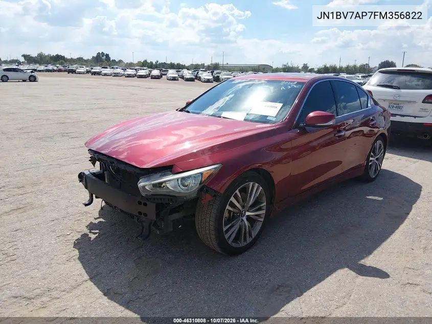 2015 INFINITI Q50 VIN JN1BV7AP7FM356822 — фото 2