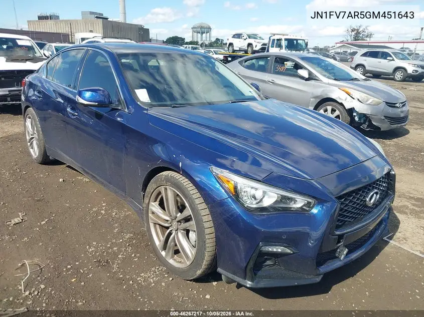 INFINITI Q50 2016, VIN JN1FV7AR5GM451643