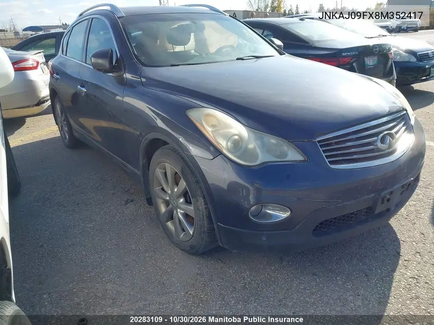 INFINITI QX50 2008, VIN JNKAJ09FX8M352417