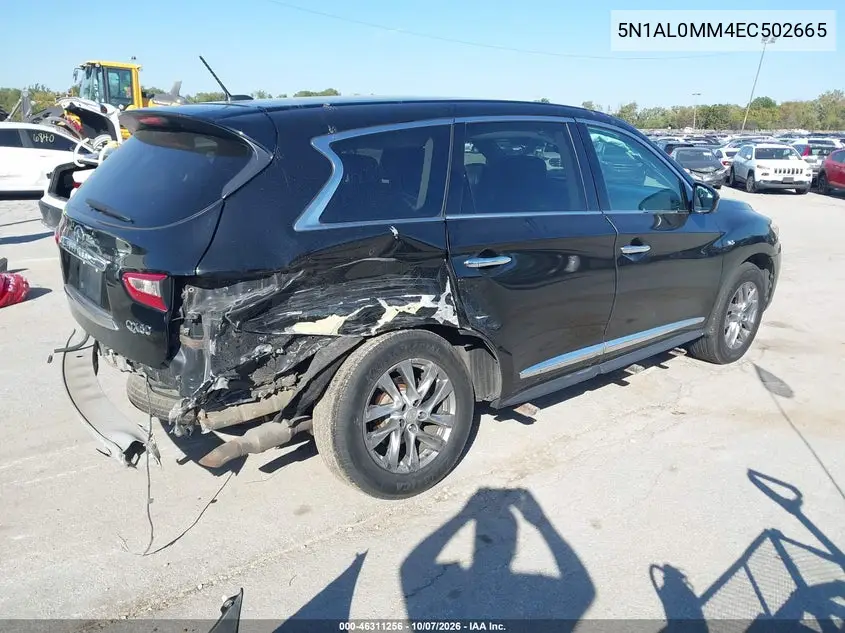 2014 INFINITI QX60 VIN 5N1AL0MM4EC502665 — фото 4