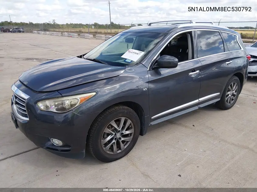 2014 INFINITI QX60 VIN 5N1AL0MM8EC530792 — фото 2