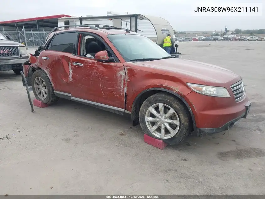 INFINITI QX70 2006, VIN JNRAS08W96X211141