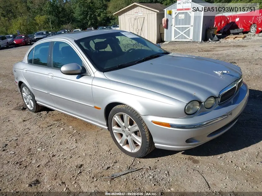 JAGUAR X-TYPE 2003, VIN SAJEA51C93WD15751