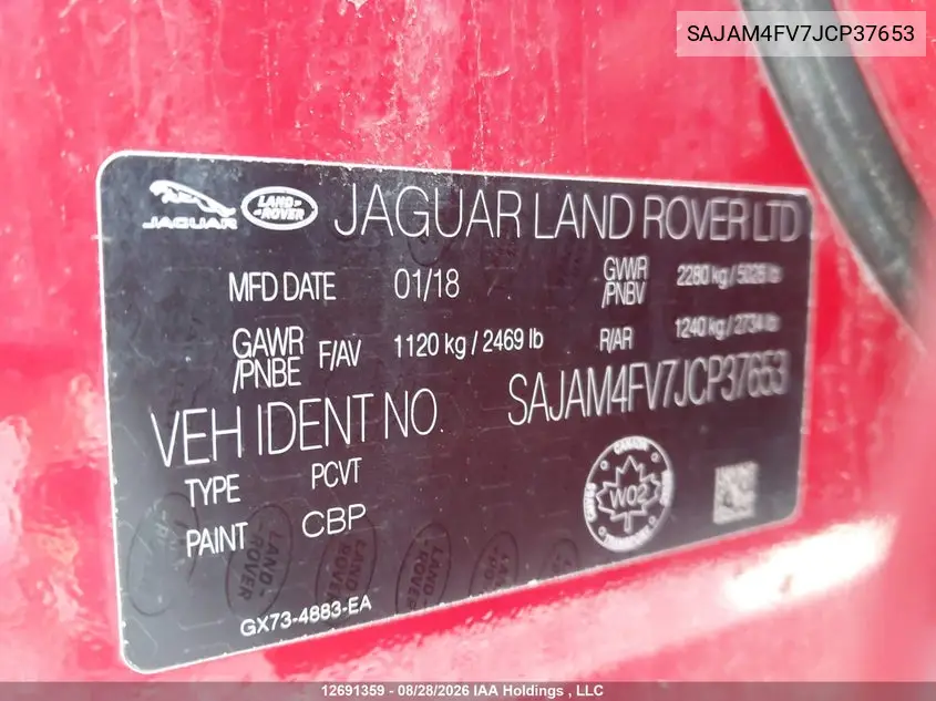 2018 JAGUAR XE VIN SAJAM4FV7JCP37653 — фото 18