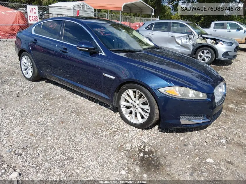JAGUAR XF 2013, VIN SAJWA0E76D8S74678