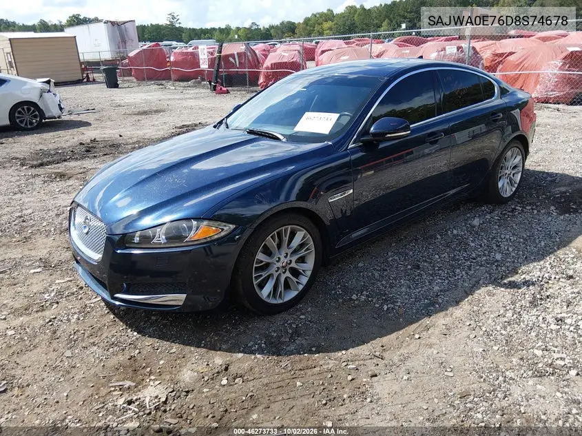 2013 JAGUAR XF VIN SAJWA0E76D8S74678 — фото 2