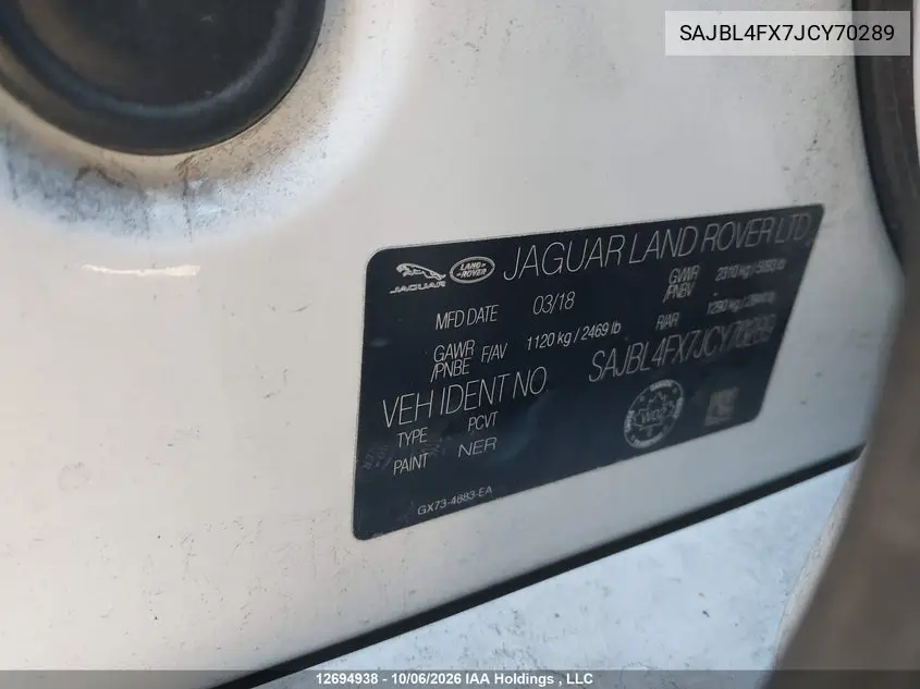 2018 JAGUAR XF VIN SAJBL4FX7JCY70289 — фото 9