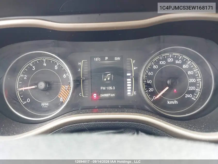 2014 JEEP CHEROKEE VIN 1C4PJMCS3EW168171 — фото 7