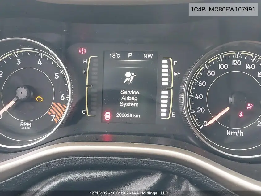 2014 JEEP CHEROKEE VIN 1C4PJMCB0EW107991 — фото 7