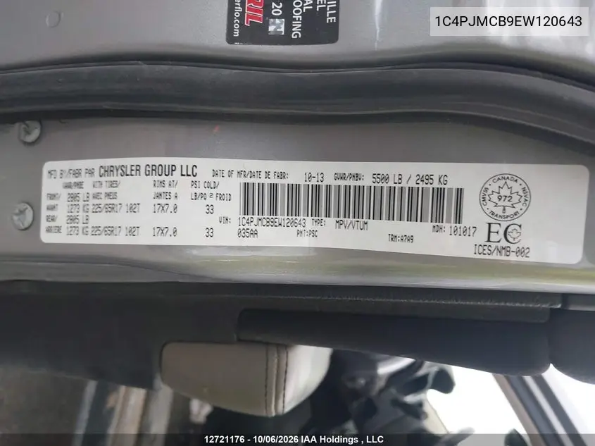 2014 JEEP CHEROKEE VIN 1C4PJMCB9EW120643 — фото 18