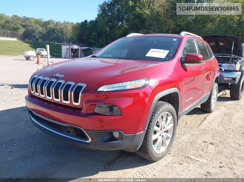 2014 JEEP CHEROKEE VIN 1C4PJMDS5EW308865 — фото 2