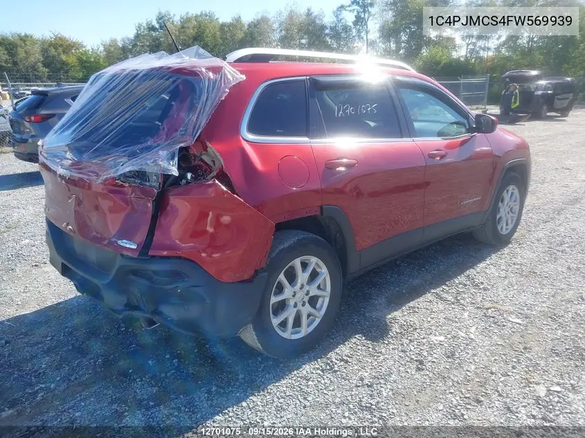 2015 JEEP CHEROKEE VIN 1C4PJMCS4FW569939 — фото 4