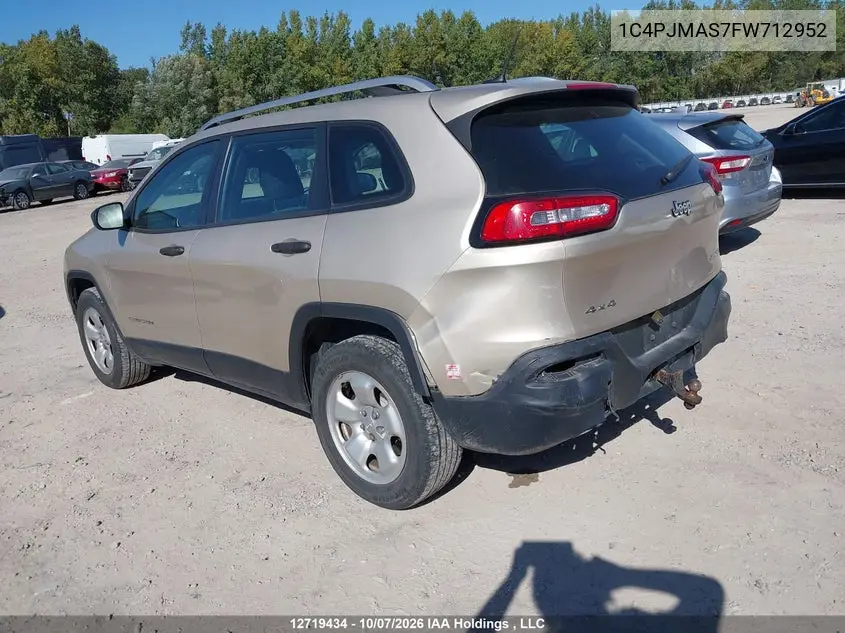 2015 JEEP CHEROKEE VIN 1C4PJMAS7FW712952 — фото 3