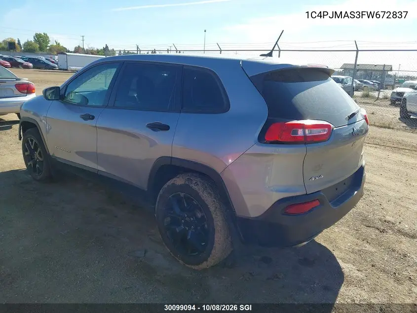 2015 JEEP CHEROKEE VIN 1C4PJMAS3FW672837 — фото 3
