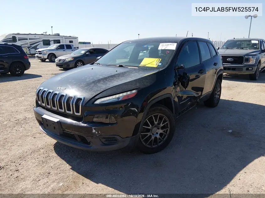 2015 JEEP CHEROKEE VIN 1C4PJLAB5FW525574 — фото 2