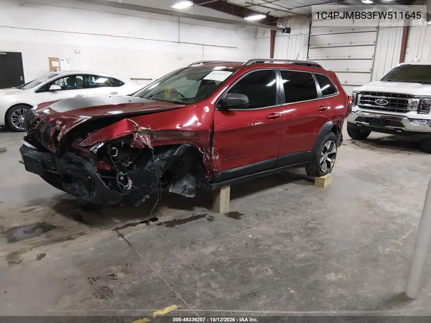 2015 JEEP CHEROKEE VIN 1C4PJMBS3FW511645 — фото 2