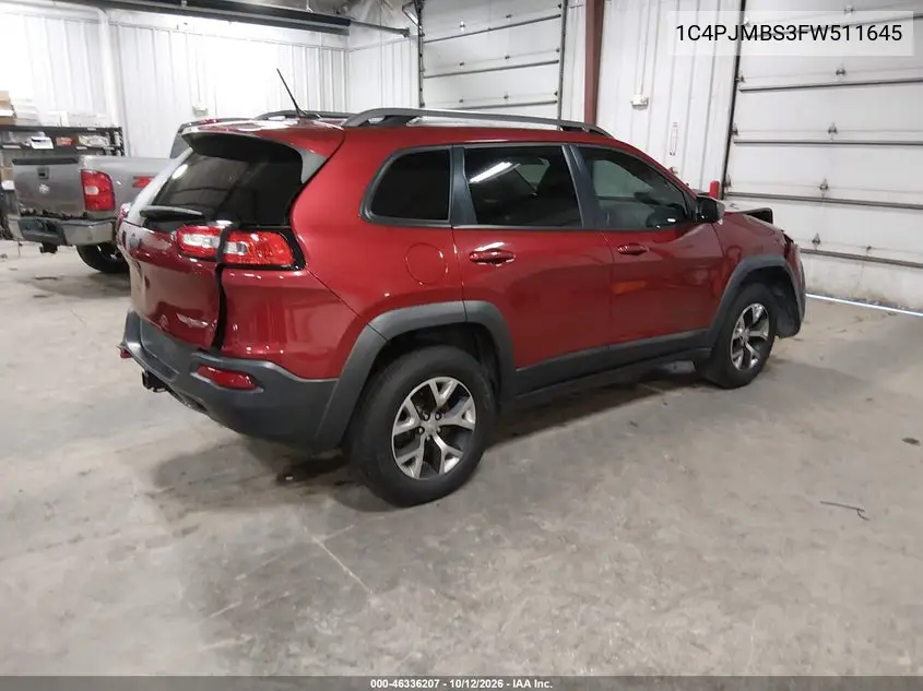 2015 JEEP CHEROKEE VIN 1C4PJMBS3FW511645 — фото 4