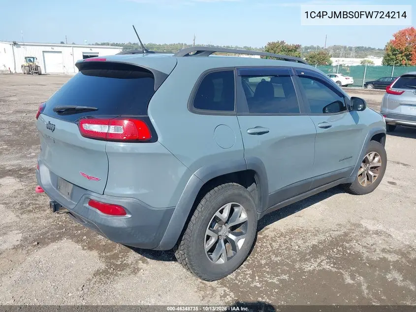2015 JEEP CHEROKEE VIN 1C4PJMBS0FW724214 — фото 4
