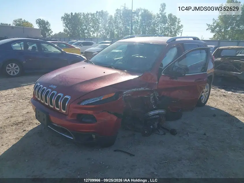 2016 JEEP CHEROKEE VIN 1C4PJMDS0GW352629 — фото 2