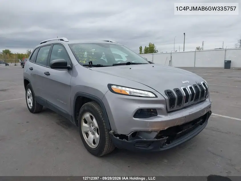JEEP CHEROKEE 2016, VIN 1C4PJMAB6GW335757