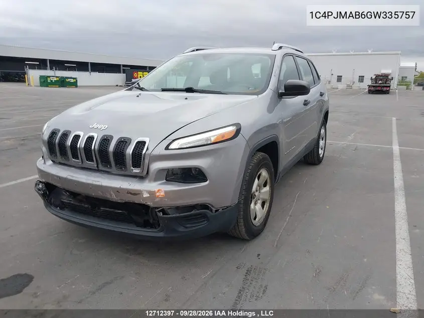 2016 JEEP CHEROKEE VIN 1C4PJMAB6GW335757 — фото 2