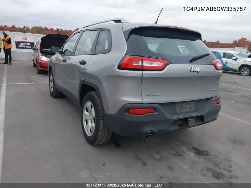 2016 JEEP CHEROKEE VIN 1C4PJMAB6GW335757 — фото 3