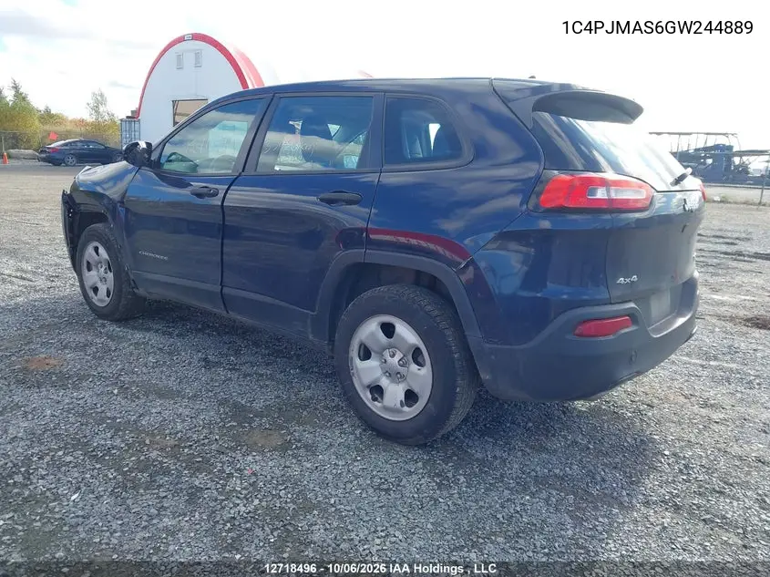 2016 JEEP CHEROKEE VIN 1C4PJMAS6GW244889 — фото 3