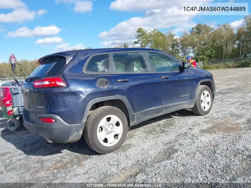 2016 JEEP CHEROKEE VIN 1C4PJMAS6GW244889 — фото 4