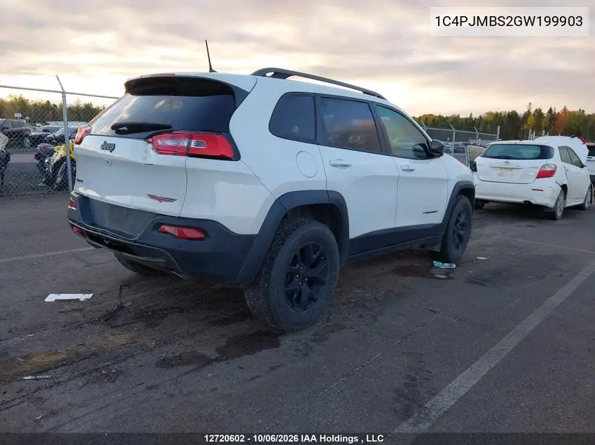 2016 JEEP CHEROKEE VIN 1C4PJMBS2GW199903 — фото 4