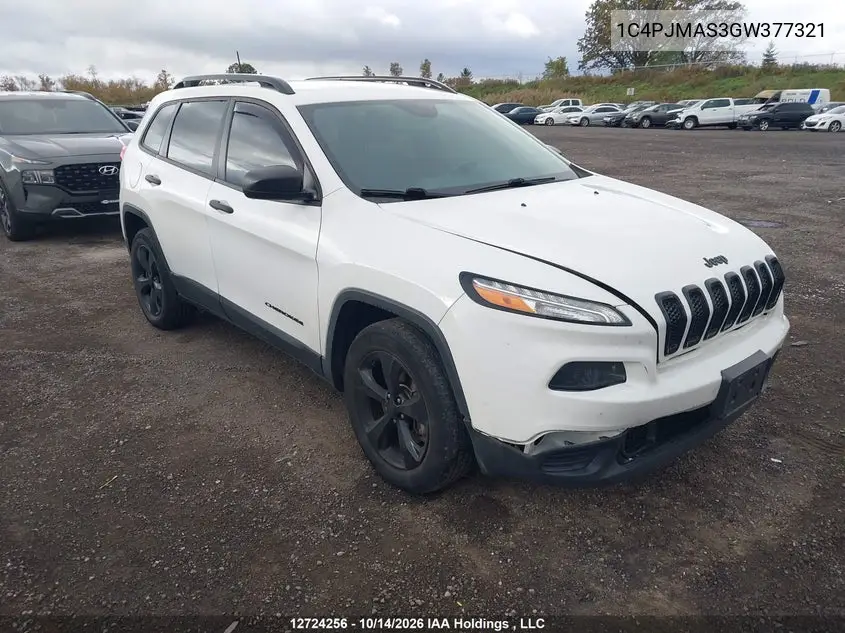 JEEP CHEROKEE 2016, VIN 1C4PJMAS3GW377321