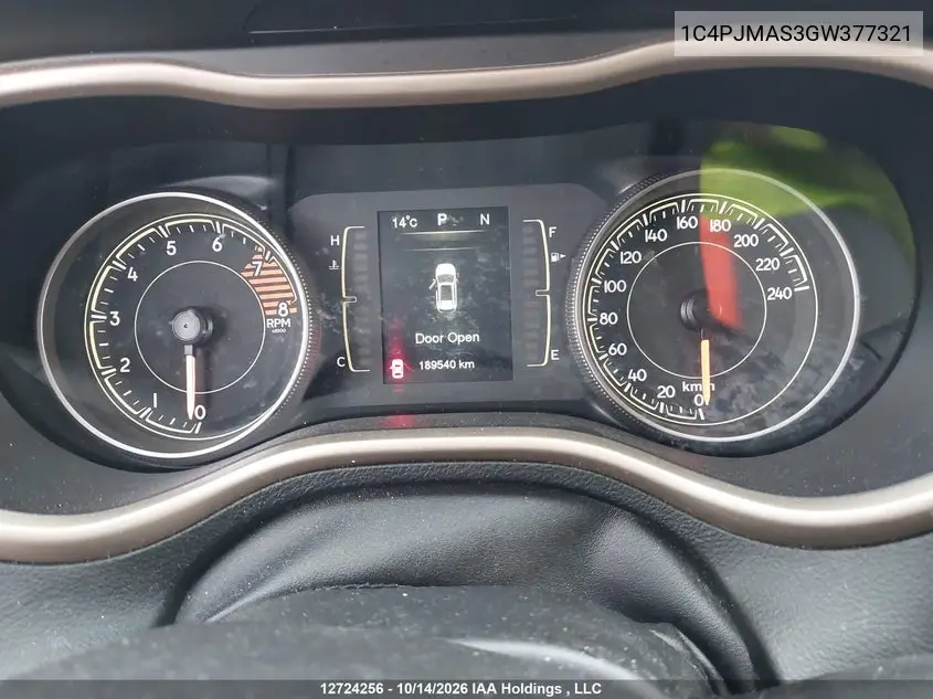 2016 JEEP CHEROKEE VIN 1C4PJMAS3GW377321 — фото 7