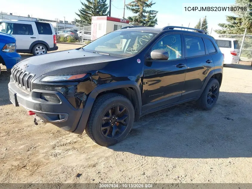 2016 JEEP CHEROKEE VIN 1C4PJMBS2GW180798 — фото 2