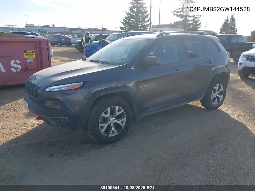 2016 JEEP CHEROKEE VIN 1C4PJMBS2GW144528 — фото 2