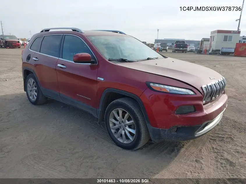 JEEP CHEROKEE 2016, VIN 1C4PJMDSXGW378736
