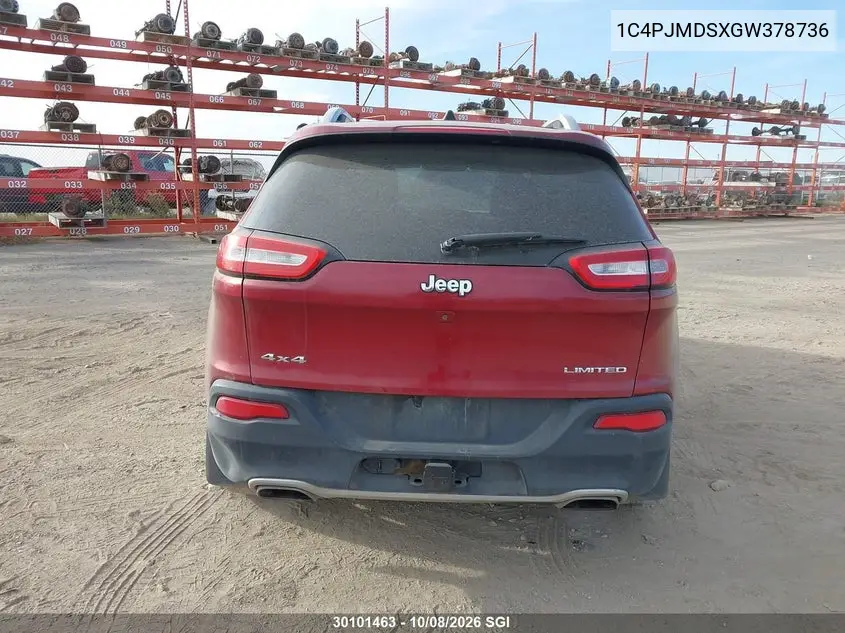 2016 JEEP CHEROKEE VIN 1C4PJMDSXGW378736 — фото 16