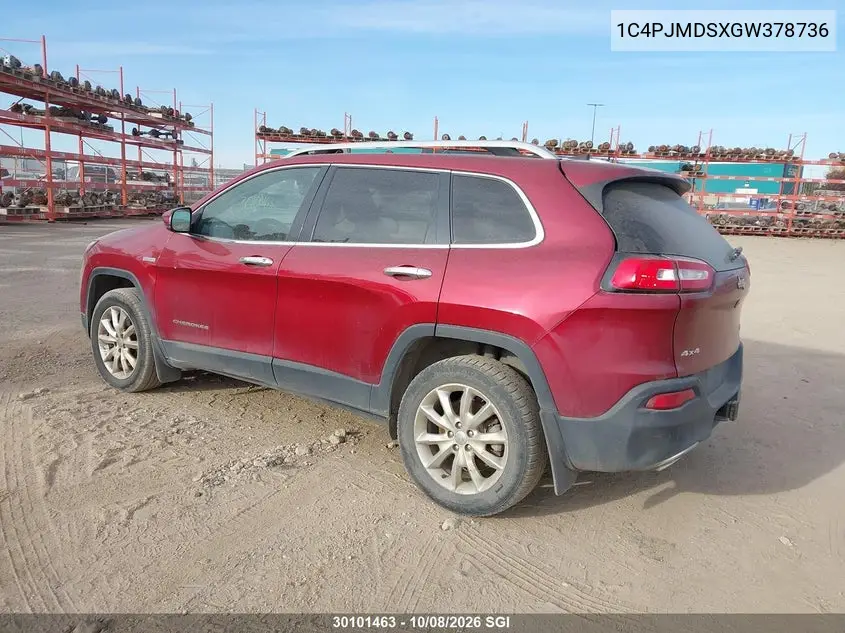 2016 JEEP CHEROKEE VIN 1C4PJMDSXGW378736 — фото 3