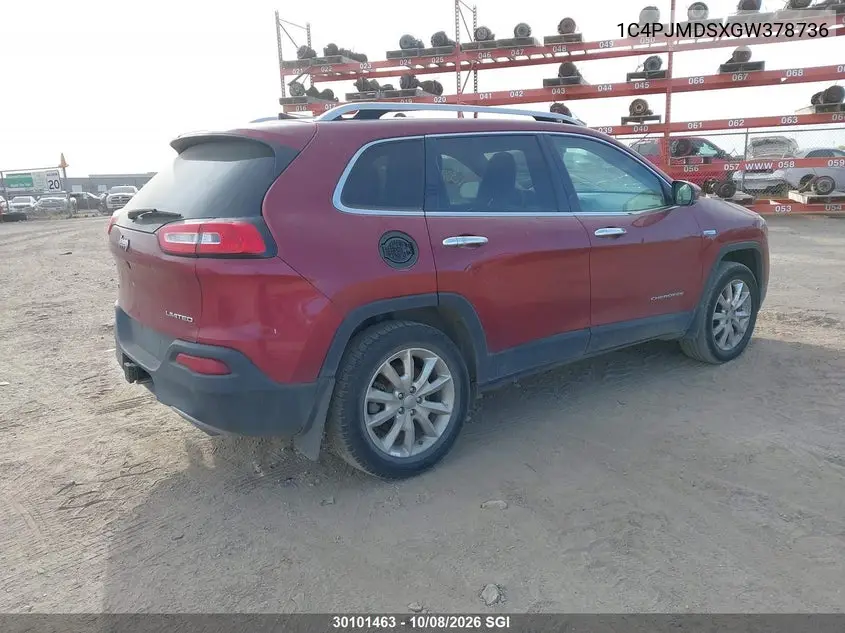 2016 JEEP CHEROKEE VIN 1C4PJMDSXGW378736 — фото 4