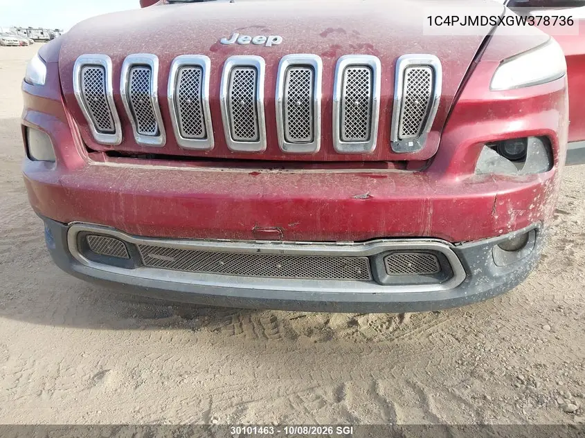 2016 JEEP CHEROKEE VIN 1C4PJMDSXGW378736 — фото 6