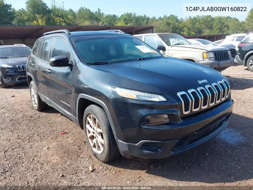 JEEP CHEROKEE 2016, VIN 1C4PJLAB0GW160822