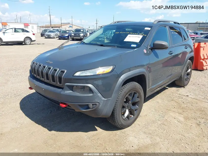 2016 JEEP CHEROKEE VIN 1C4PJMBSXGW194884 — фото 2