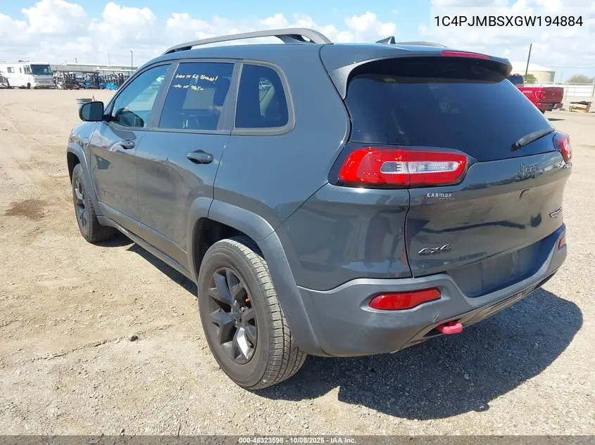 2016 JEEP CHEROKEE VIN 1C4PJMBSXGW194884 — фото 3