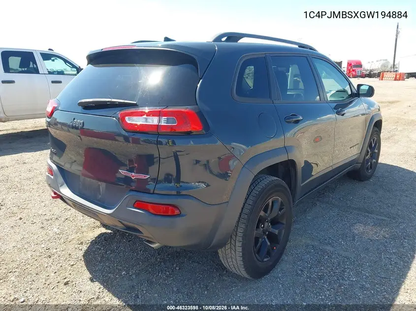 2016 JEEP CHEROKEE VIN 1C4PJMBSXGW194884 — фото 4