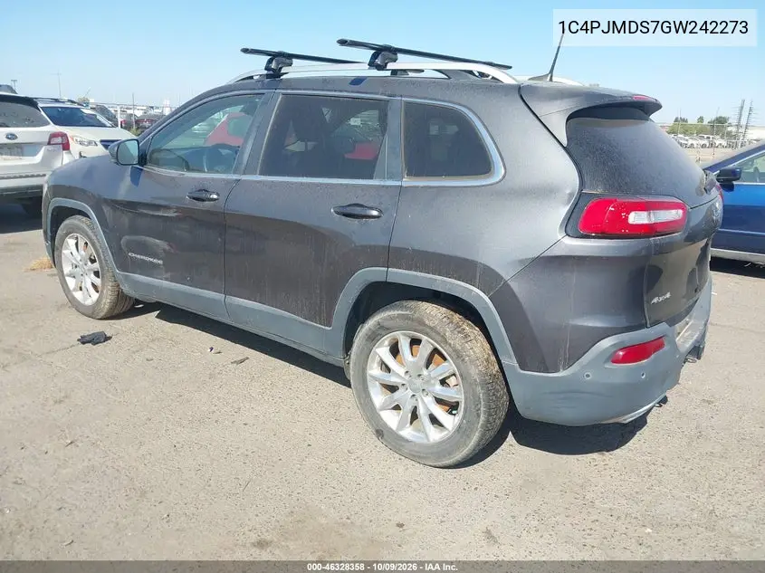 2016 JEEP CHEROKEE VIN 1C4PJMDS7GW242273 — фото 3