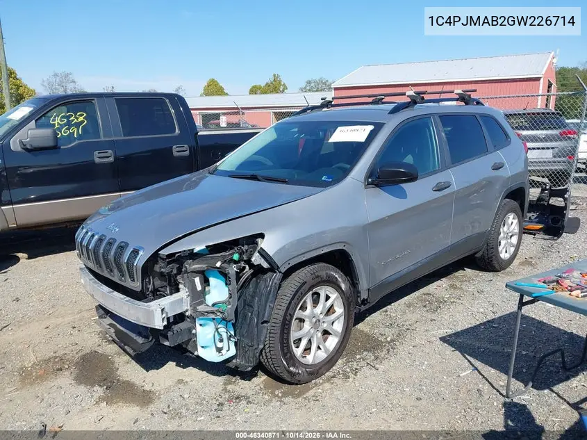 2016 JEEP CHEROKEE VIN 1C4PJMAB2GW226714 — фото 2