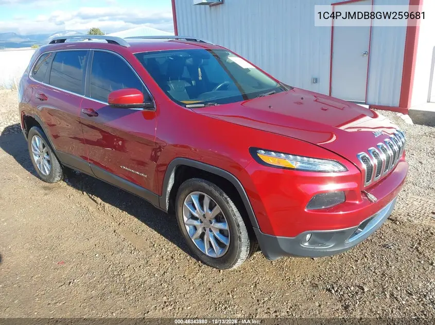 JEEP CHEROKEE 2016, VIN 1C4PJMDB8GW259681