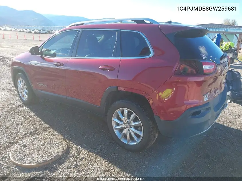2016 JEEP CHEROKEE VIN 1C4PJMDB8GW259681 — фото 3