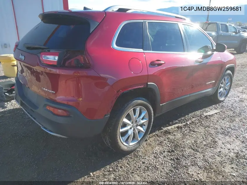 2016 JEEP CHEROKEE VIN 1C4PJMDB8GW259681 — фото 4