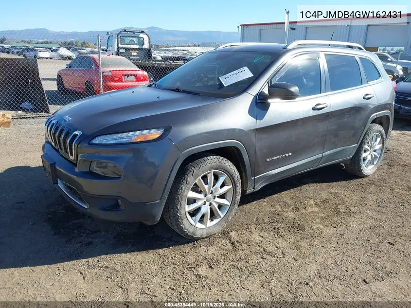 2016 JEEP CHEROKEE VIN 1C4PJMDB4GW162431 — фото 2