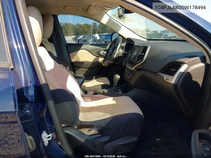 2016 JEEP CHEROKEE VIN 1C4PJLAB0GW178494 — фото 5